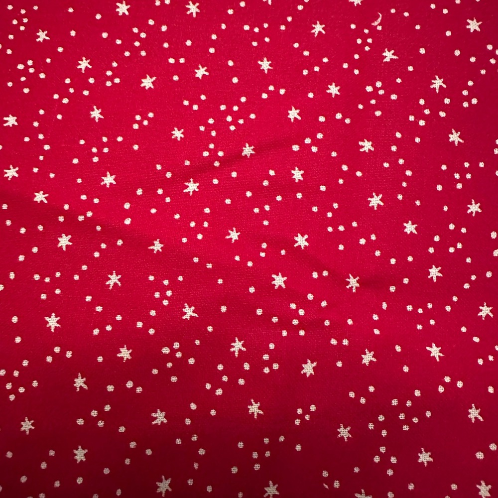 Red Star Print Cotton Fabric 2 Yards x 44 Inches Celestial Holiday Quilting